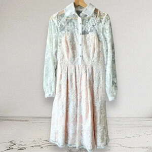 ELIZA J Fit & Flare All Over Floral Lace Dress  in White Size 2